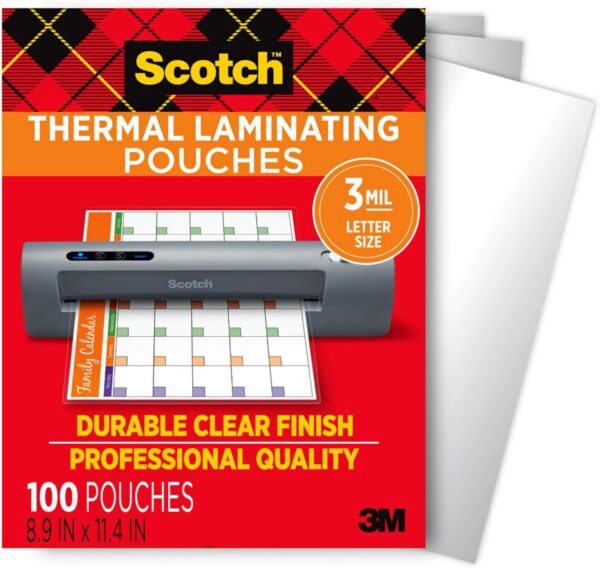 Limited Time Deal! Scotch Thermal Laminating Pouches, for Use with Thermal Laminators, 8.9 x 11.4 Inches, Letter Size Sheets, 100 Count