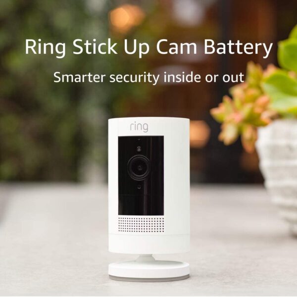 Limited Time Deal! 44% Off! Certified Refurbished Ring Stick Up Cam Battery HD security camera with custom privacy controls, Simple setup, Works with Alexa - White