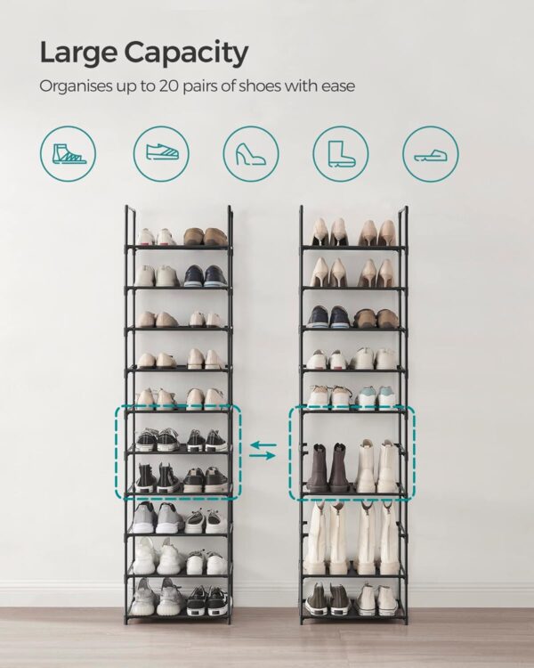 Limited Time Deal 38% Off! SONGMICS Shoe Rack, 10 Tier Shoe Shelf, - Image 5