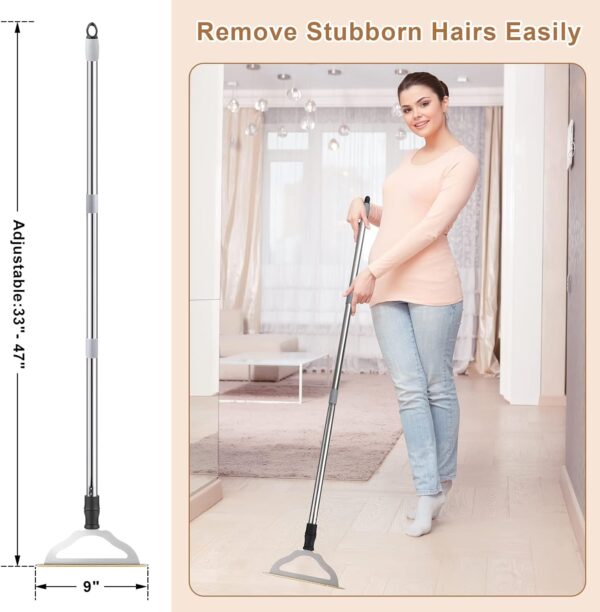 Limited Time Deal 54% OFF! 47“ Adjustable Long Handle Carpet Rake Pet Hair Remover - Image 5