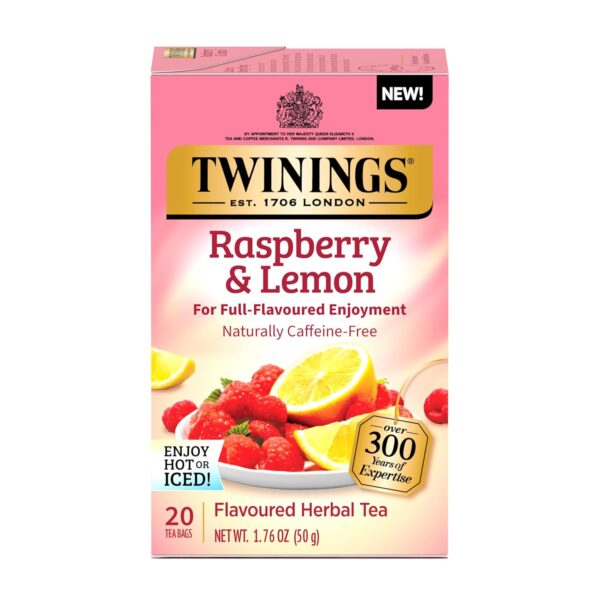 Limited Time Deal 39%OFF! Twinings Raspberry & Lemon Herbal Tea Individually Wrapped Bags