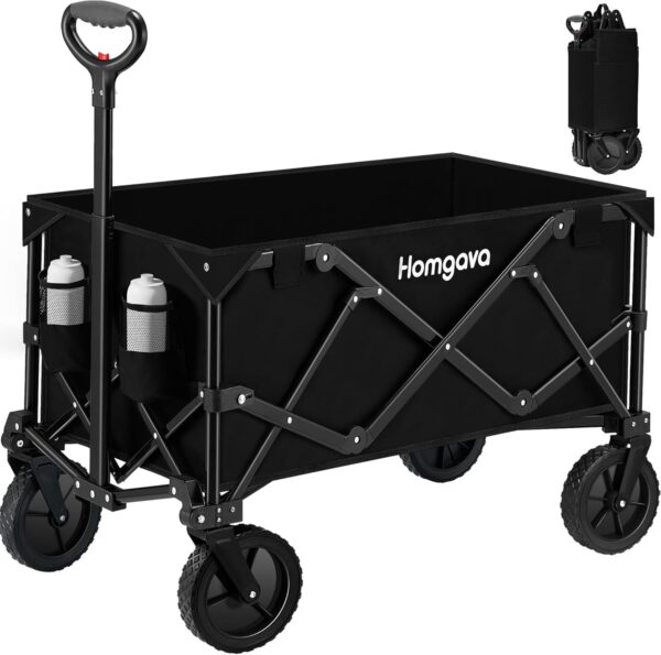 Limited Time Deal 56%OFF! Collapsible Folding Wagon Cart 150L,Heavy Duty Garden Cart