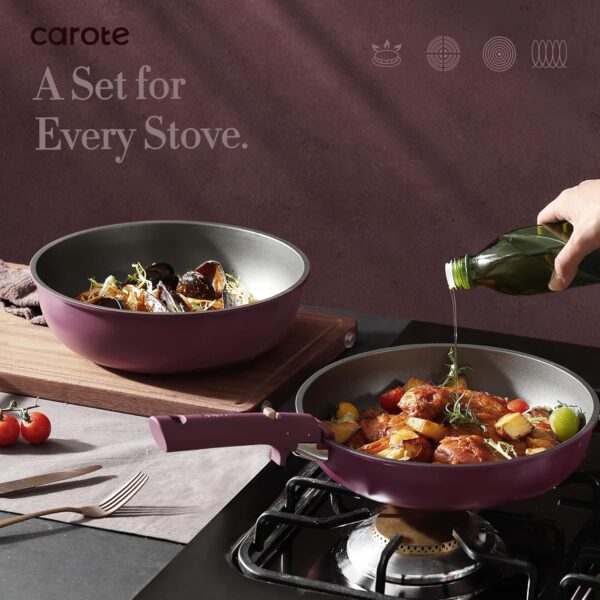 Limited Time Deal 67%OFF! CAROTE 19pcs Pots and Pans Set, Nonstick Cookware Set Detachable Handle - Image 5