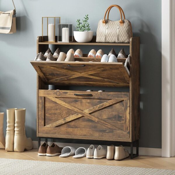 Limited Time Deal 38%OFF! Maupvit Shoe Storage Cabinet with 2 Flip Drawers