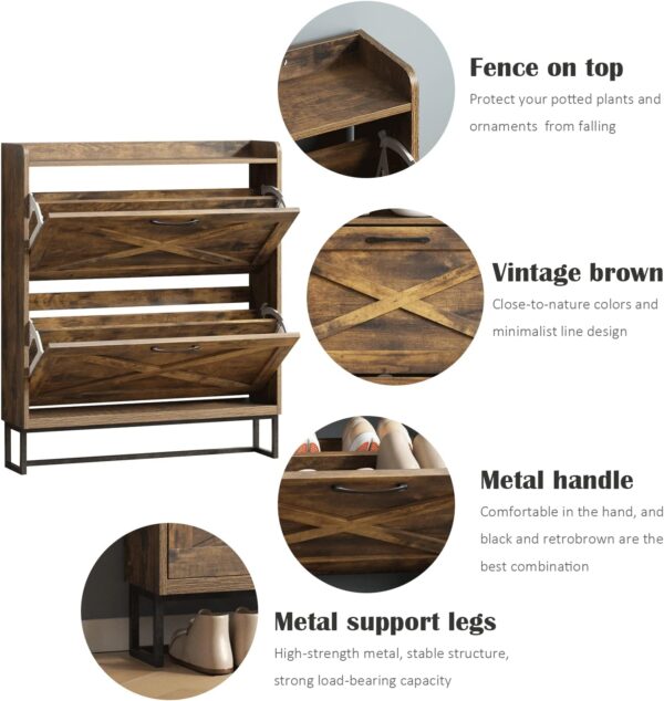 Limited Time Deal 38%OFF! Maupvit Shoe Storage Cabinet with 2 Flip Drawers - Image 4