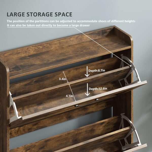 Limited Time Deal 38%OFF! Maupvit Shoe Storage Cabinet with 2 Flip Drawers - Image 6