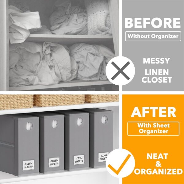 Limited Time Deal 40%OFF! SpaceAid 4 Pack Bed Sheet Organizers and Storage, Foldable Sheet Organizer - Image 3