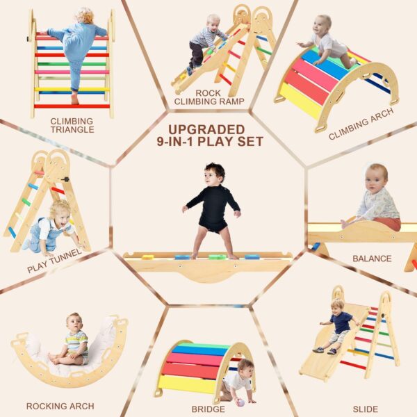 Limited Time Deal 30%OFF! Pikler Triangle Set with Cushion, Toddler Climbing Toys - Image 4