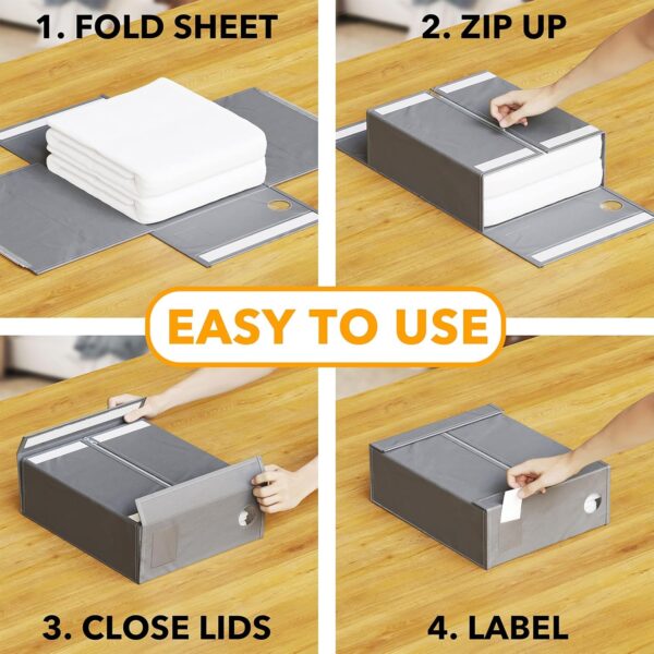 Limited Time Deal 40%OFF! SpaceAid 4 Pack Bed Sheet Organizers and Storage, Foldable Sheet Organizer - Image 4