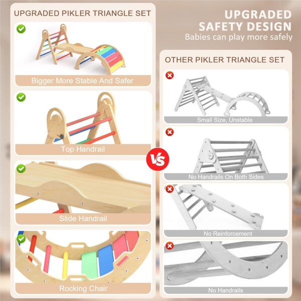 Limited Time Deal 30%OFF! Pikler Triangle Set with Cushion, Toddler Climbing Toys - Image 6