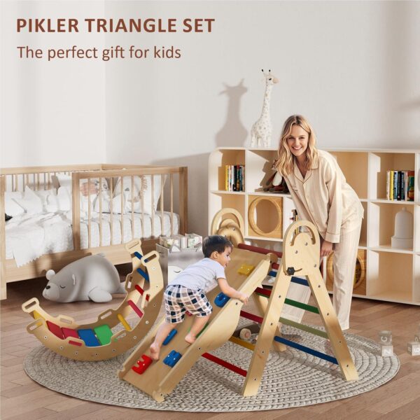 Limited Time Deal 30%OFF! Pikler Triangle Set with Cushion, Toddler Climbing Toys - Image 7