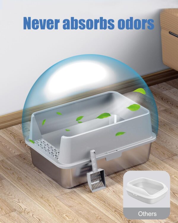 Limited Time Deal 25%OFF! 2PACK Stainless Steel Litter Box, Metal Litter Boxs with Lid High Sides - Image 4