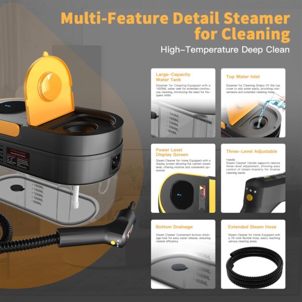 Limited Time Deal 46%OFF! Steam Cleaner, 3-Level Adjustable Handle, 15s Heat-Up - Image 4