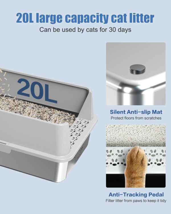Limited Time Deal 25%OFF! 2PACK Stainless Steel Litter Box, Metal Litter Boxs with Lid High Sides - Image 6