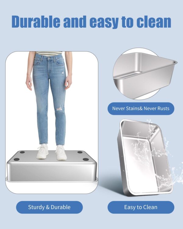 Limited Time Deal 25%OFF! 2PACK Stainless Steel Litter Box, Metal Litter Boxs with Lid High Sides - Image 7