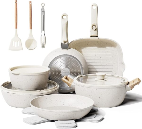 Limited Time Deal 42%OFF! 19 Pcs Pots and Pans Set Non Stick Ceramic Cookware Set
