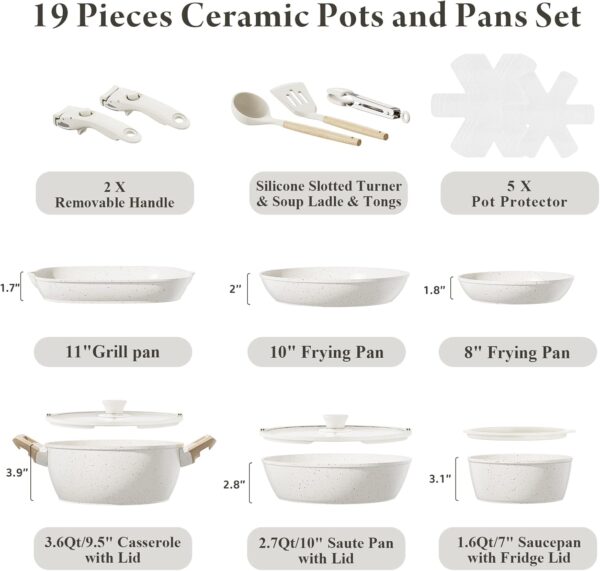 Limited Time Deal 42%OFF! 19 Pcs Pots and Pans Set Non Stick Ceramic Cookware Set - Image 3