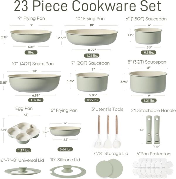 Limited Time Deal 67%OFF! CAROTE 23pcs Pots and Pans Set Non Stick, Cookware Sets, Kitchen Set - Image 3