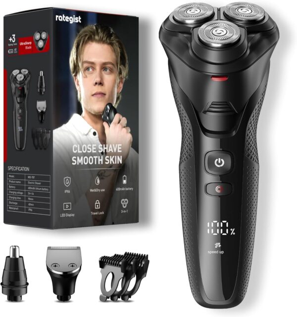 Limited Time Deal 88%OFF! Cordless Electric Razor for Men: 3-in-1 Shaver for Beard/Nose/Sideburns
