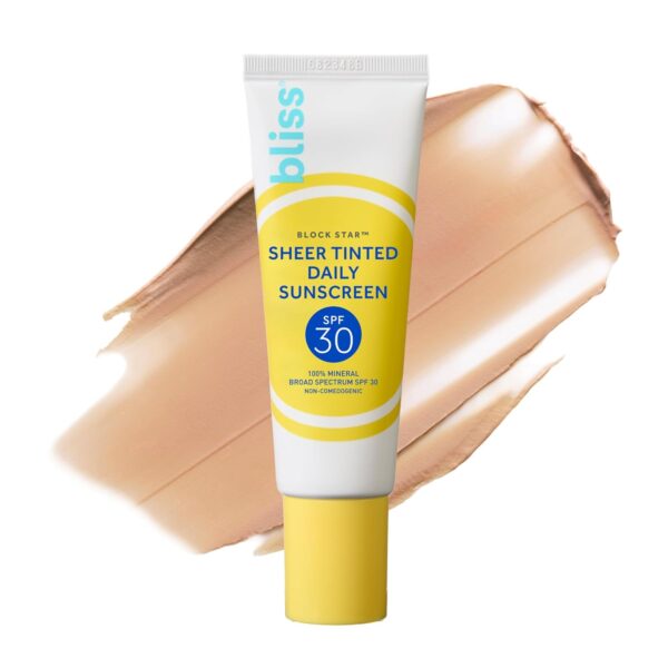 Limited Time Deal 56%OFF! Bliss Block Star SPF 30 Invisible Daily Tinted Sunscreen with Zinc Oxide, Sunscreen & Makeup Primer - 100% Mineral Broad Spectrum Sunscreen with Titanium Dioxide and Antioxidant Blend,- 1.4 fl oz.