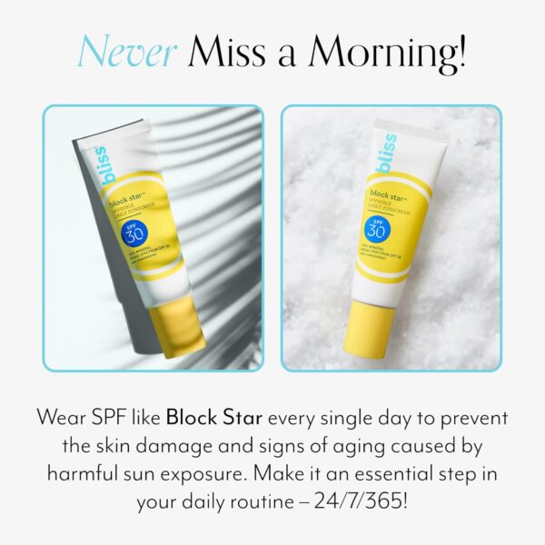 Limited Time Deal 56%OFF! Bliss Block Star SPF 30 Invisible Daily Tinted Sunscreen with Zinc Oxide, Sunscreen & Makeup Primer - 100% Mineral Broad Spectrum Sunscreen with Titanium Dioxide and Antioxidant Blend,- 1.4 fl oz. - Image 5