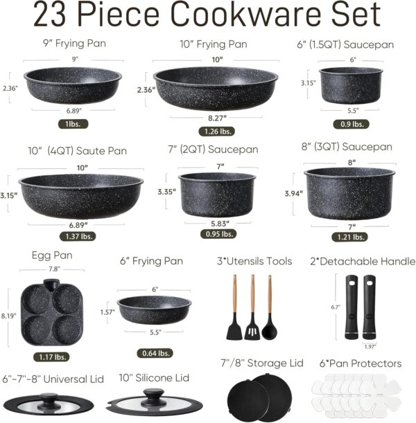 Limited Time Deal 54%OFF! CAROTE 23pcs Pots and Pans Set Non Stick - Image 7