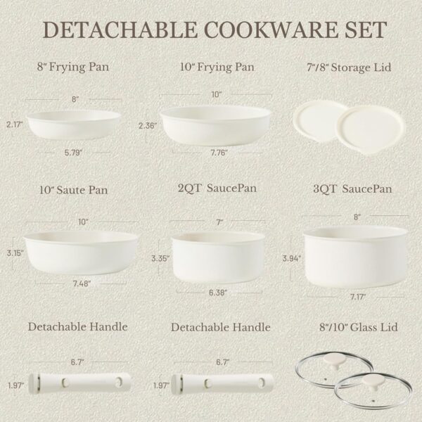 Limited Time Deal 62%OFF! CAROTE 11pcs Pots and Pans Set, Nonstick Cookware - Image 3