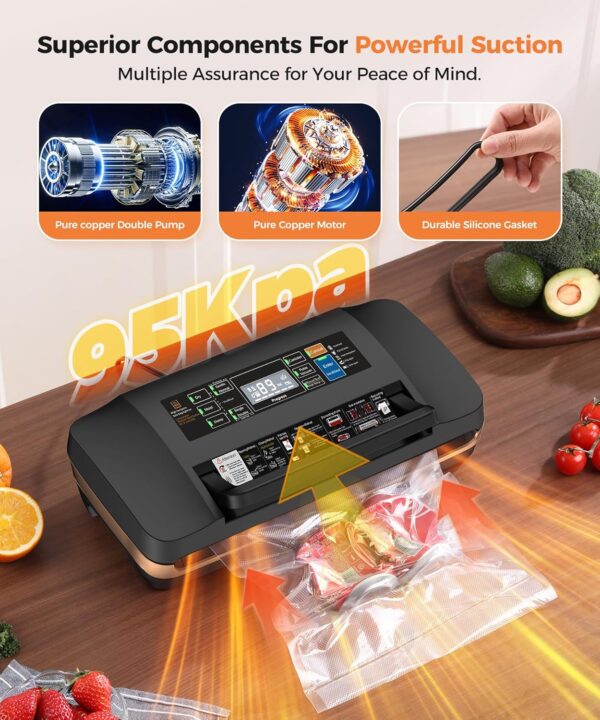 Limited Time Deal 71%OFF! 95kpa Vacuum Sealer Machine,Commercial Full Automatic Food Sealer - Image 4