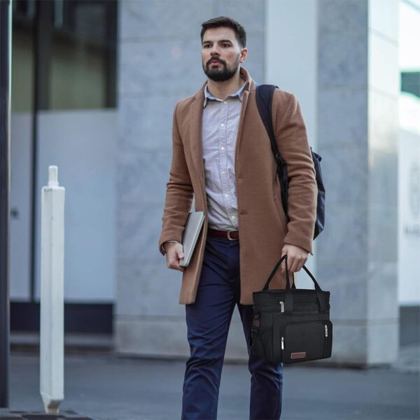 Limited Time Deal 40%OFF! MIYCOO Lunch Bag & Lunch Box for Men Women Double Deck - Leakproof Insulated Soft Large Adult Lunch Cooler Bag for Work (Black,15L) - Image 3