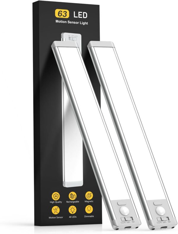Limited Time Deal 31%OFF! Under Cabinet Lights, 63 LED Rechargeable Battery