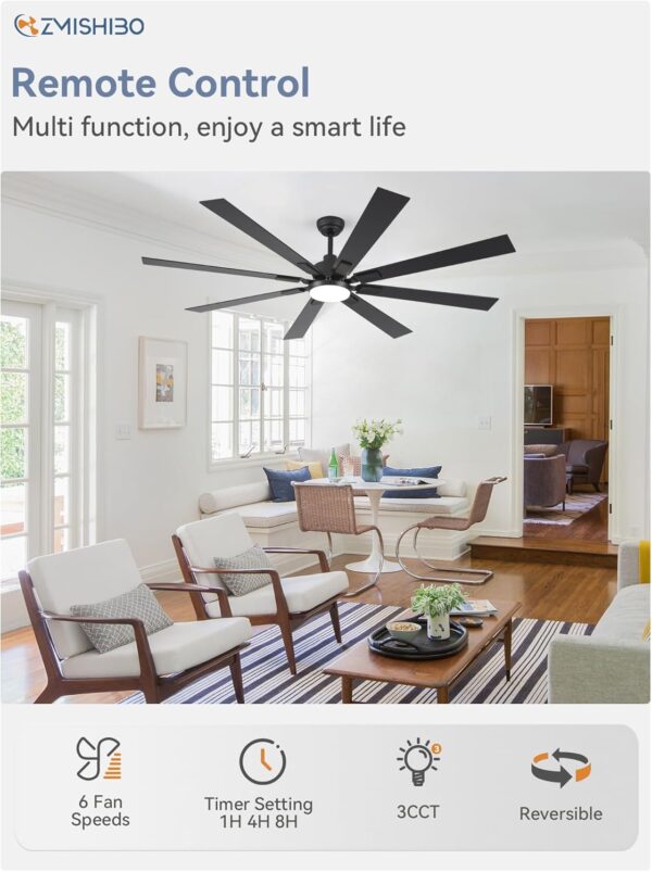 Limited Time Deal 40%OFF! 72 inch Large Ceiling Fans with Lights and Remote - Image 5
