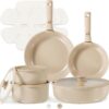 Limited Time Deal 44%OFF! CAROTE 15pcs Ceramic Cookware Set, Pots and Pans Set