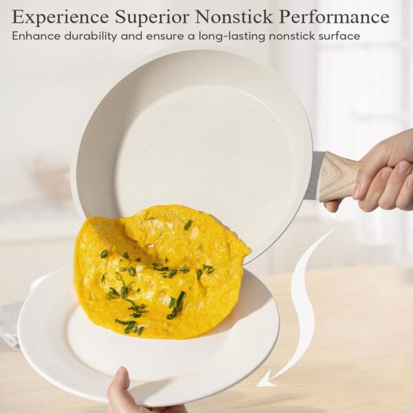 Limited Time Deal 38%OFF! 12 Pcs Pots and Pans Set, Nonstick Cookware Sets White Granite Induction Cookware - Image 4
