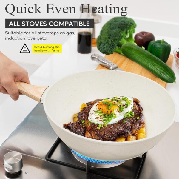 Limited Time Deal 38%OFF! 12 Pcs Pots and Pans Set, Nonstick Cookware Sets White Granite Induction Cookware - Image 5