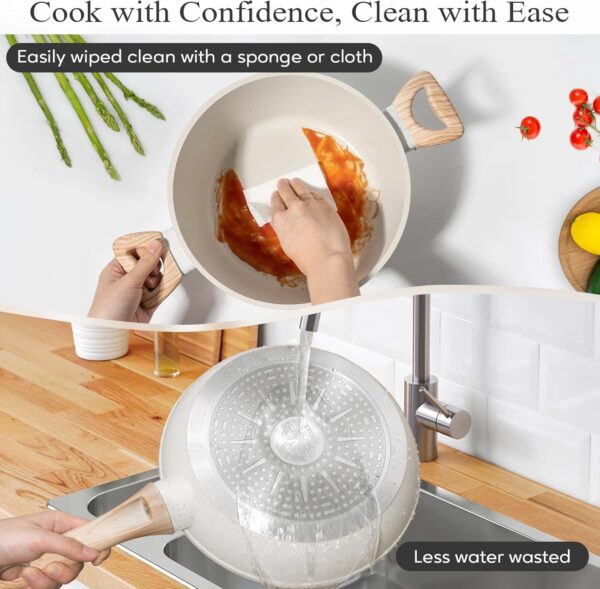 Limited Time Deal 38%OFF! 12 Pcs Pots and Pans Set, Nonstick Cookware Sets White Granite Induction Cookware - Image 6
