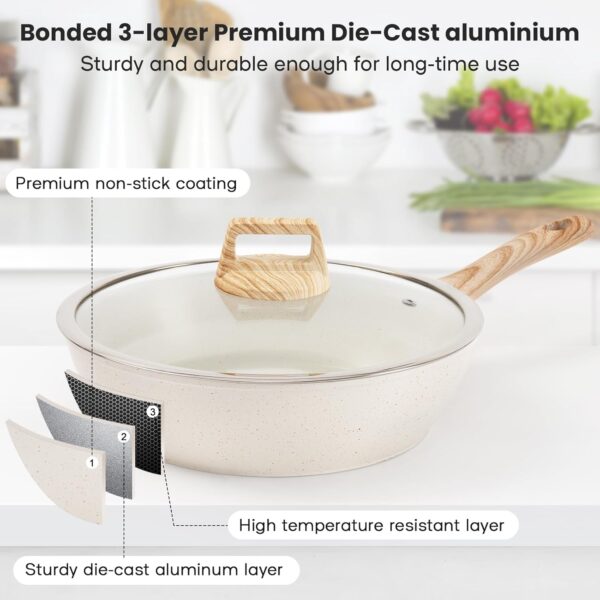 Limited Time Deal 38%OFF! 12 Pcs Pots and Pans Set, Nonstick Cookware Sets White Granite Induction Cookware - Image 7
