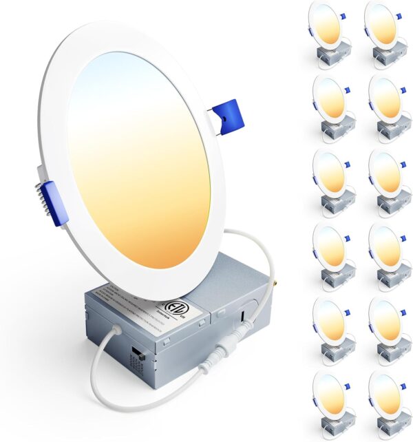 Limited Time Deal 40%OFF! Ensenior 12 Pack 6 Inch LED Recessed Ceiling Light, Dimmable