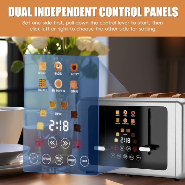 Limited Time Deal 70%OFF! 4 Slice Toaster, Touchscreen & Dual Independent Control Panel - Image 3