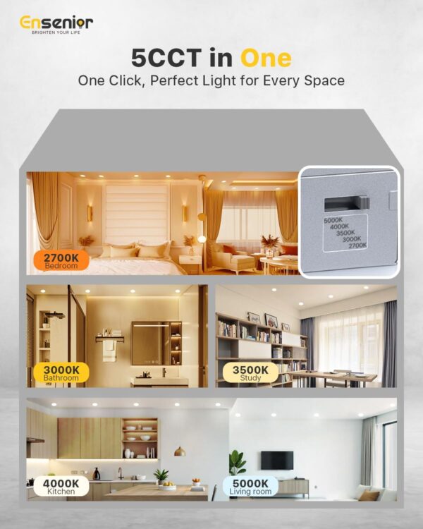 Limited Time Deal 40%OFF! Ensenior 12 Pack 6 Inch LED Recessed Ceiling Light, Dimmable - Image 4