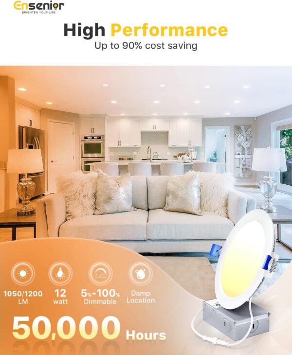 Limited Time Deal 40%OFF! Ensenior 12 Pack 6 Inch LED Recessed Ceiling Light, Dimmable - Image 5
