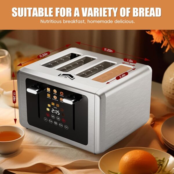 Limited Time Deal 70%OFF! 4 Slice Toaster, Touchscreen & Dual Independent Control Panel - Image 6