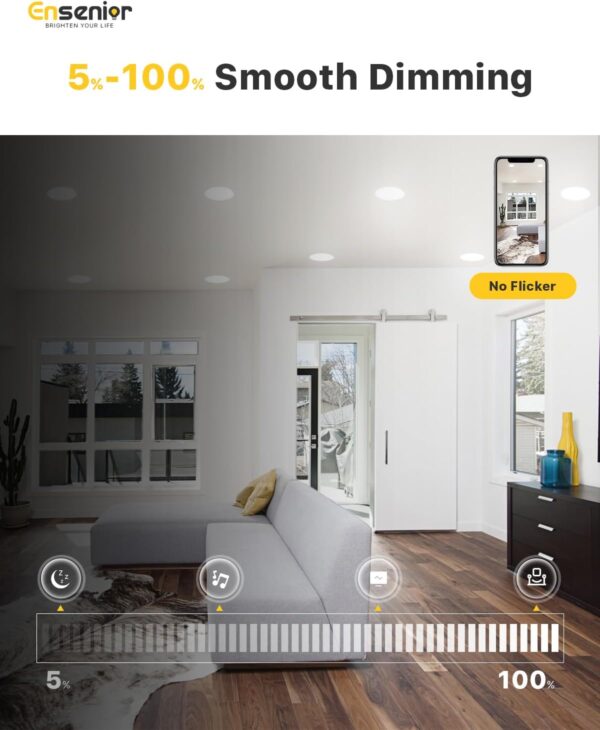Limited Time Deal 40%OFF! Ensenior 12 Pack 6 Inch LED Recessed Ceiling Light, Dimmable - Image 6
