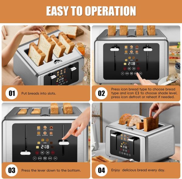 Limited Time Deal 70%OFF! 4 Slice Toaster, Touchscreen & Dual Independent Control Panel - Image 8