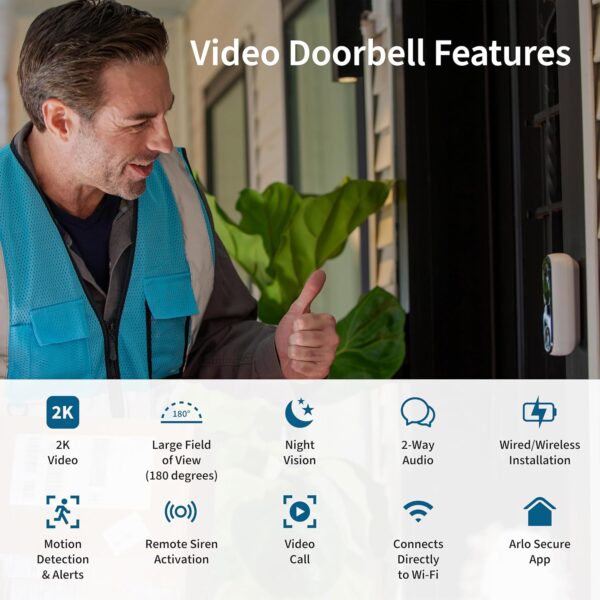 Limited Time Deal 54%OFF! Arlo Video Doorbell 2K | 2nd Gen | Wire-Free/Wired Option - Image 3