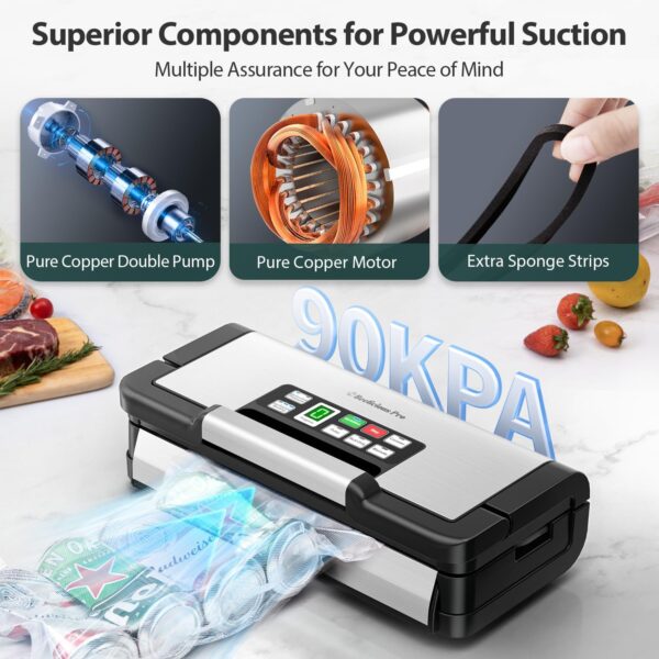 Limited Time Deal 70%OFF! Precision Vacuum Sealer Machine Pro, 2X Seal & 130W Pump Powerful Vacuum Sealer - Image 5