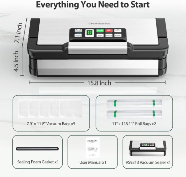 Limited Time Deal 70%OFF! Precision Vacuum Sealer Machine Pro, 2X Seal & 130W Pump Powerful Vacuum Sealer - Image 9