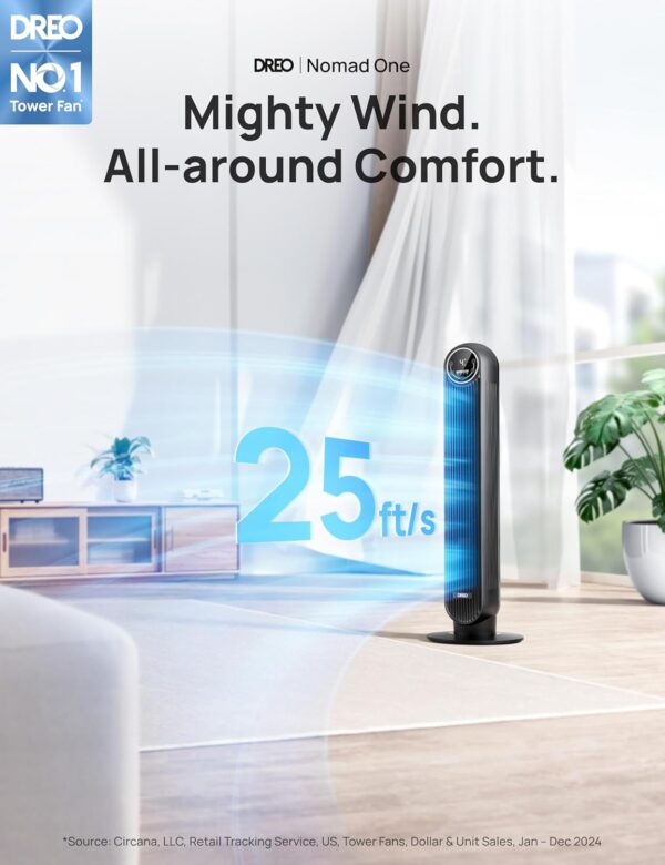 Limited Time Deal 15%OFF! Dreo Tower Fan for Bedroom Quiet Floor Fan, 90° - Image 4