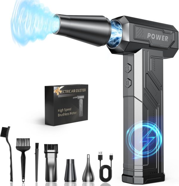 Limited Time Deal 50%OFF! Compressed Air Duster, 300000RPM 4-Gear Adjustable Electric Air Duster