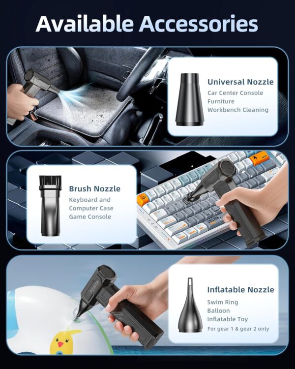 Limited Time Deal 50%OFF! Compressed Air Duster, 300000RPM 4-Gear Adjustable Electric Air Duster - Image 6
