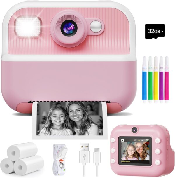 Limited Time Deal 50%OFF! Instant Camera, Front Rear Dual Selfie Kids Camera